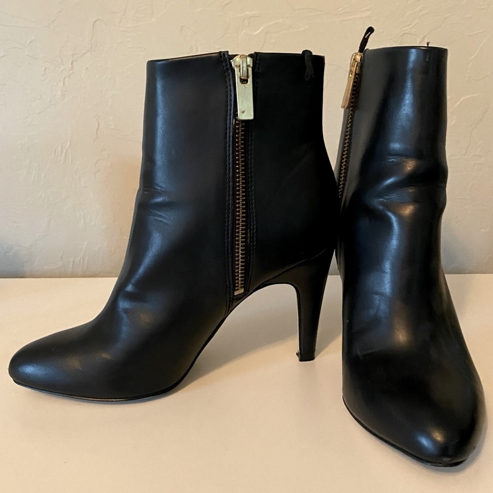 Black stiletto heel booties, size 6